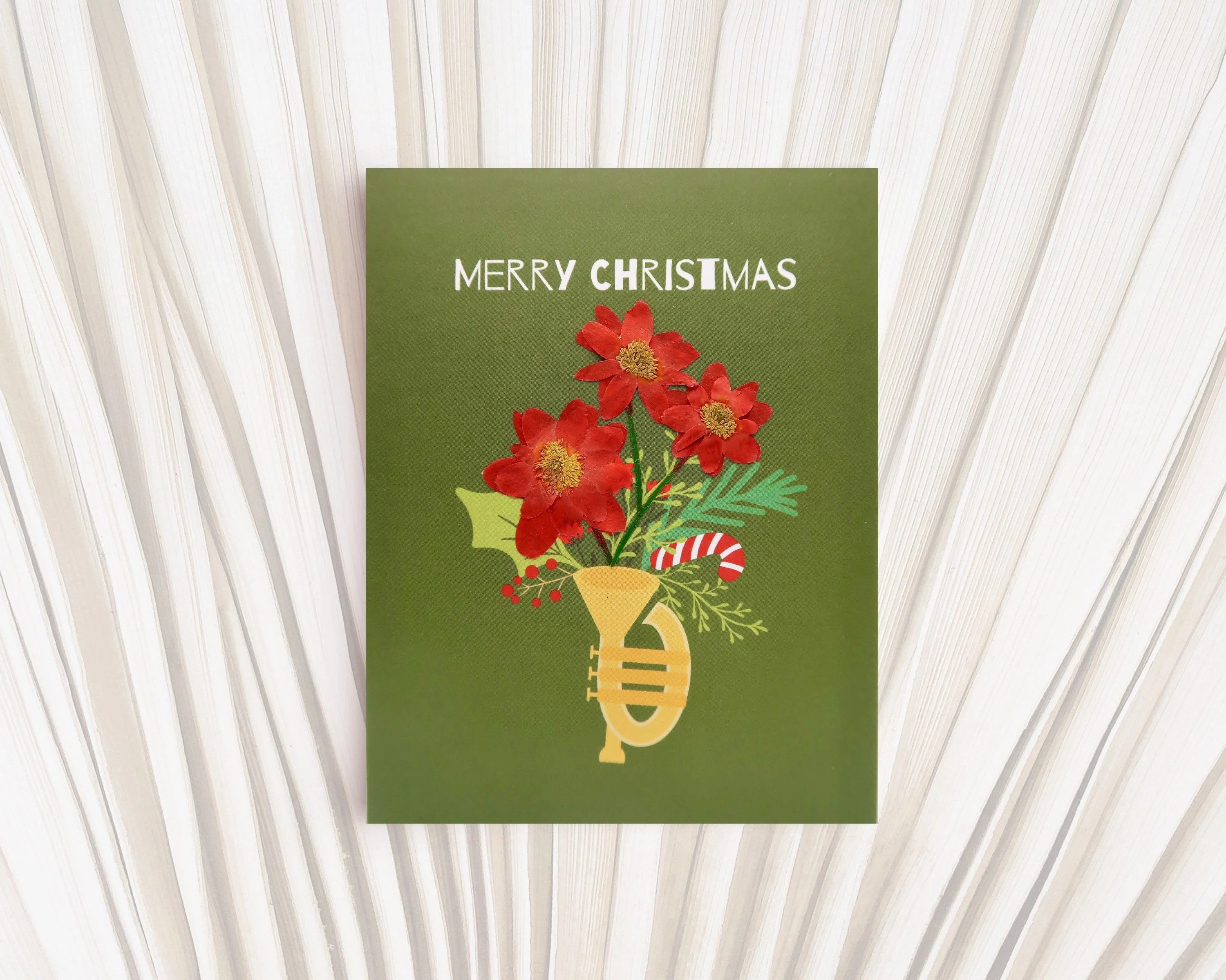 Bouquet Trumpet Merry Christmas Card - Image 4